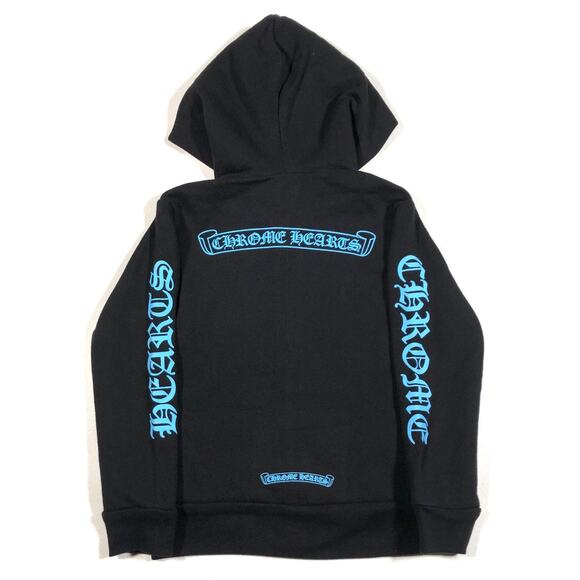 Chrome Hearts Kids Blue Scroll Zip Up Hoodie Sweater Black/Blue size 4T B33 - Picture 9 of 11